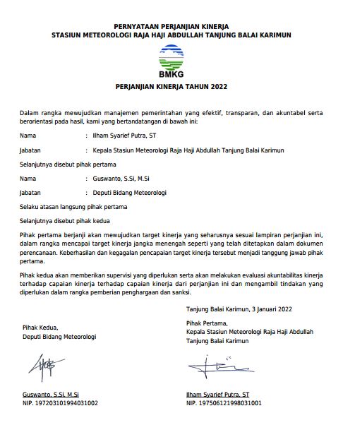 Perjanjian Kinerja 2022